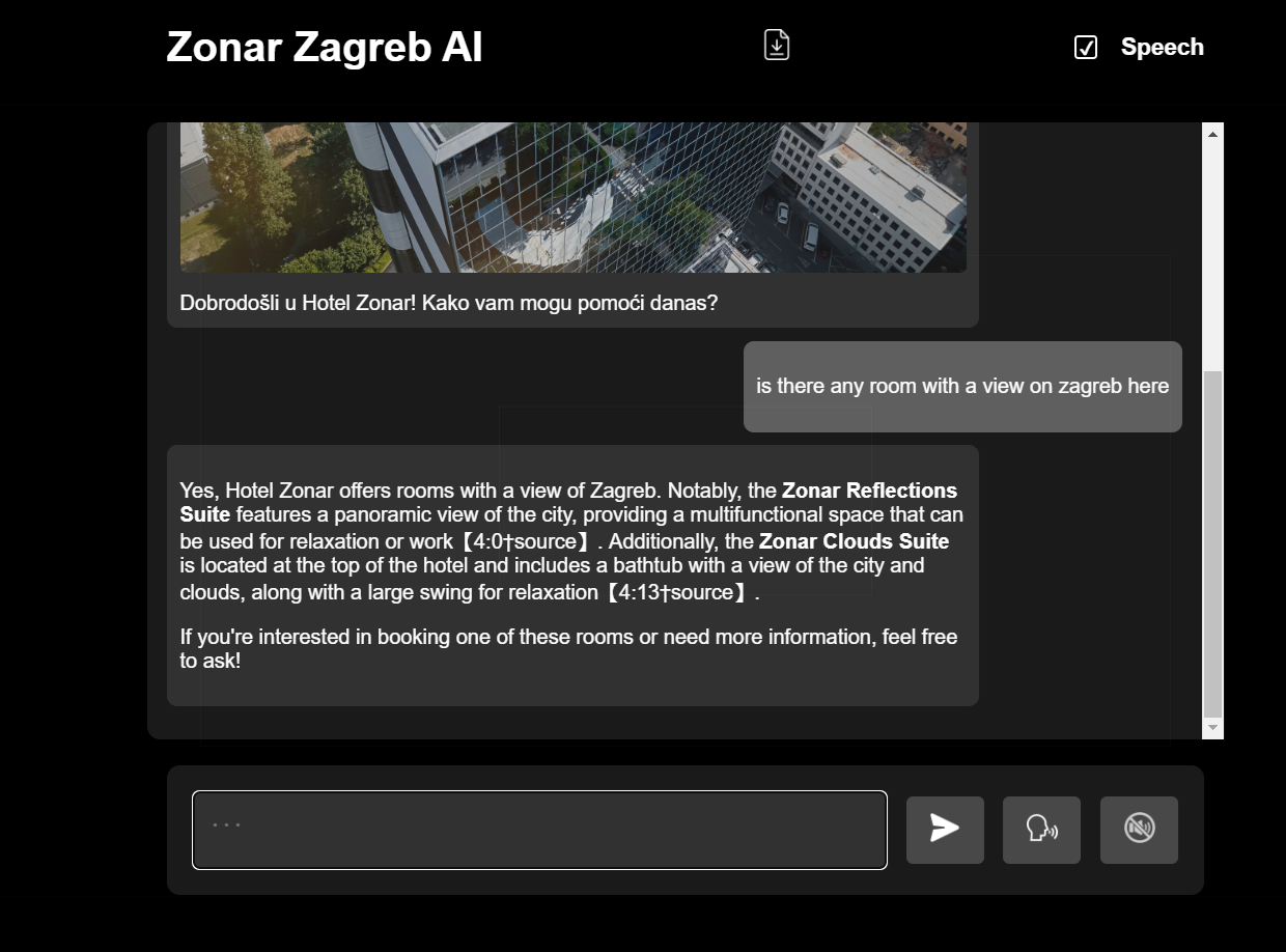 Hotel Zonar AI asistant